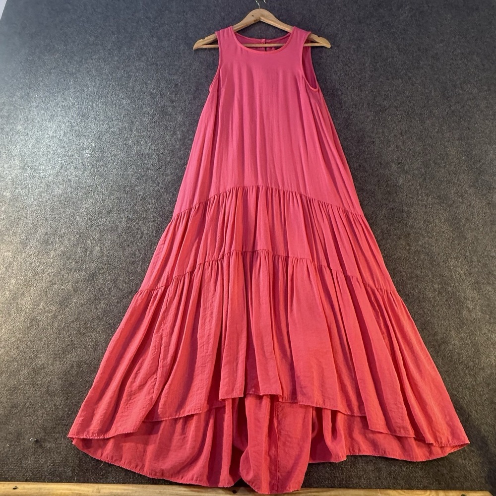 Maeve Anthropologie Pink Tiered Maxi Dress XS Sleeveless Boho Lagenlook